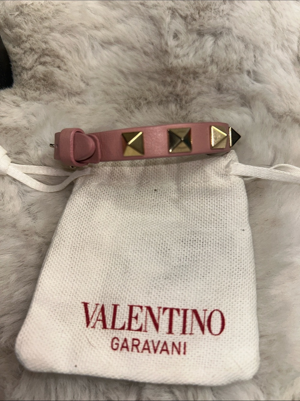 Valentino Garavani pink leather Rockstud bracelet Excellent - Picture 4 of 11